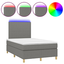 vidaXL Sommier à lattes de lit et matelas et LED Gris foncé 120x200 cm