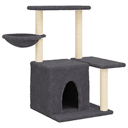 Arbre à chat avec griffoirs,niche pour chat en sisal Gris foncé 83 cm -MN80219