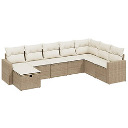 vidaXL Salon de jardin avec coussins 8 pcs beige résine tressée