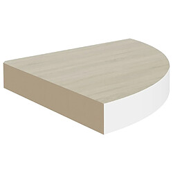 Avis vidaXL Étagère d'angle murale Chêne et blanc 35x35x3,8 cm MDF