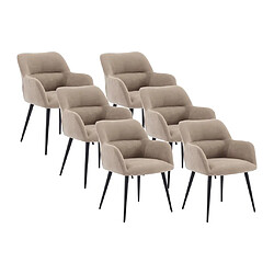 Vente-Unique Lot de 6 chaises avec accoudoirs en tissu et métal noir - Beige - HEKA