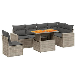 vidaXL Salon de jardin avec coussins 7 pcs gris résine tressée