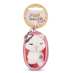 NICI Peluche Porte-Cles 8 Cm - Chat Tachete Gris Endormi