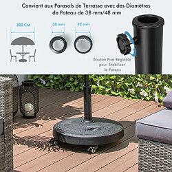 Helloshop26 Pied de parasol sur roulettes diamètre 52cm socle parasol extérieur en résine avec 2 poignées rétractables 4 roue verrouillables pour poteaux de parasol 38/48 mm 20_0009078 pas cher