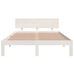 Acheter Maison Chic Lit adulte 150x200cm - Cadre de lit,Structure du lit Contemporain pour chambre Blanc Bois massif Très grand -MN60204