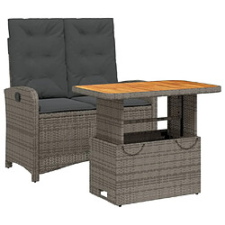 Maison Chic Ensemble à manger d'extérieur 2 pcs avec coussins,Salon de jardin,Mobilier de jardin gris rotin -GKD675707