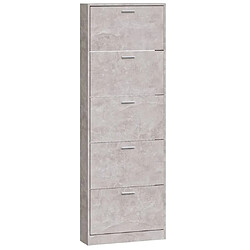 Maison Chic Armoire à chaussures | Meuble de rangement à chaussures Meuble d'Entrée Gris béton 59x17x169 cm Bois d'ingénierie -MN13312 pas cher