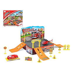 Totalcadeau jeu voiture Piste avec rampes station-service et engins Couleur - Rouge pas cher