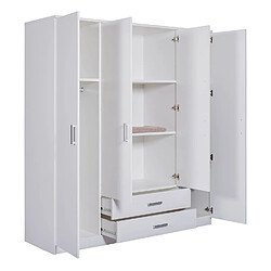 Acheter Pegane Armoire, meuble de rangement avec 4 portes en MDF coloris blanc - Longueur 180 x profondeur 58 x hauteur 198,5 cm