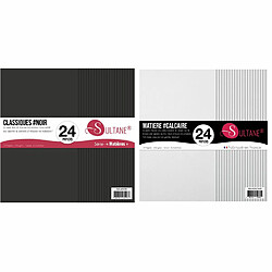 Sultane A 48 papiers Scrapbooking Noir + Blanc - 300g/ m², H : 30,5 cm