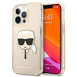 karl lagerfeld klhcp13lkhtuglgo iphone 13 pro / 13 6,1" zloty/gold coque dur glitter karl`s head 