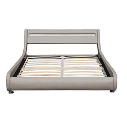 King Of Dreams Lit ava pour matelas 160x200-Sommier+Tête de Lit eclairage LED Incurve Couleur GRIS+Pieds en 5cm pour matelas-2x13Lattes