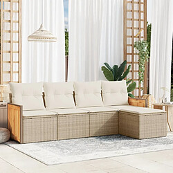 vidaXL Salon de jardin avec coussins 5 pcs beige résine tressée 