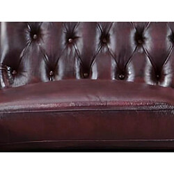 Vente-Unique Canapé d'angle chesterfield BRENTON 100% cuir de buffle - Bordeaux- Angle gauche pas cher