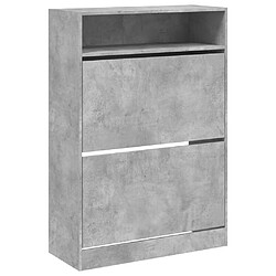 Maison Chic Armoire à chaussures 2 tiroirs | Meuble de rangement à chaussures Meuble d'Entrée rabattables gris béton -MN38246