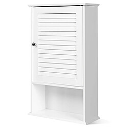 Helloshop26 Armoire murale pour salle de bain avec étagère réglable 1 porte persienne et 1 étagère ouverte blanc 20_0004999