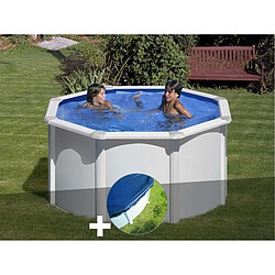 Kit piscine acier blanc Gré Fidji ronde 2,60 x 1,22 m + Bâche hiver 