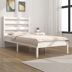 Maison Chic Lit Moderne Chambre - Cadre/structure de lit pour adulte Blanc Bois de pin massif 100x200 cm -MN37881