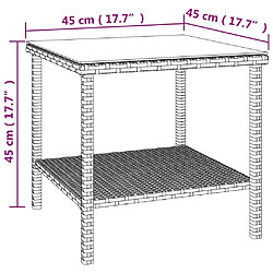 vidaXL Table d'appoint noir 45x45x45 cm poly rotin et verre trempé pas cher