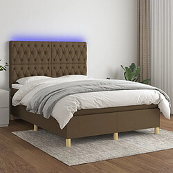 vidaXL Sommier à lattes de lit matelas et LED Marron foncé 140x200 cm 