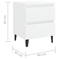 vidaXL Tables de chevet 2 pcs blanc 40x35x50 cm bois d'ingénierie pas cher