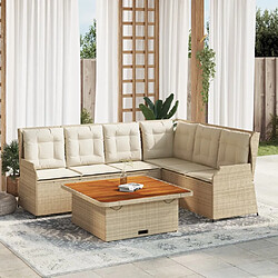 vidaXL Salon de jardin avec coussins 5 pcs beige résine tressée 