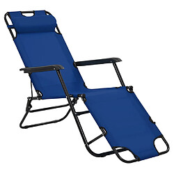 Avis vidaXL Chaises longues pliables 2 pcs avec repose-pied Acier Bleu