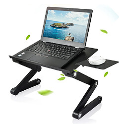 BUREAU ORDINATEUR PORTABLE RÉGLABLE SUPPORT D'ORDINATEUR PORTABLE ROTATION À 360 DEGRÉS Noir