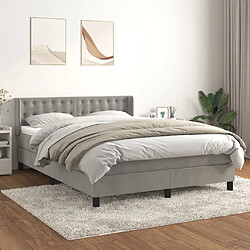 vidaXL Sommier à lattes de lit et matelas Gris clair 140x200cm Velours