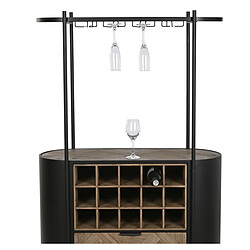 Pegane Meuble de Porte-bouteilles en bois naturel et métal noir - longueur 90 x profondeur 36 x Hauteur 150 cm