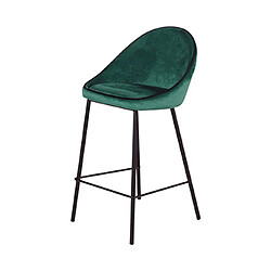 Mes Lot de 2 chaises de bar H75 cm en tissu vert - ABAYA