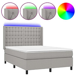 Sommier à lattes et matelas LED,Cadre à lattes de lit pour Adulte Gris clair 140x190 cm Tissu -MN78806