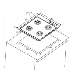 Table de cuisson gaz 60cm 4 feux noir - chw6lbb - CANDY