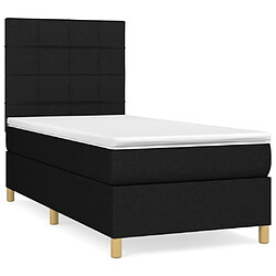 vidaXL Sommier à lattes de lit avec matelas Noir 100x200 cm Tissu