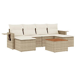 vidaXL Salon de jardin avec coussins 7 pcs beige résine tressée