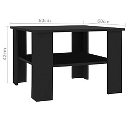 vidaXL Table basse Noir 60x60x42 cm Bois d’ingénierie pas cher