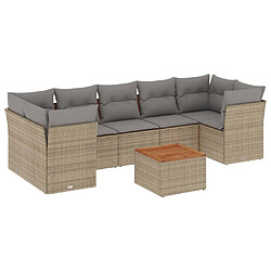 vidaXL Salon de jardin avec coussins 8 pcs beige résine tressée