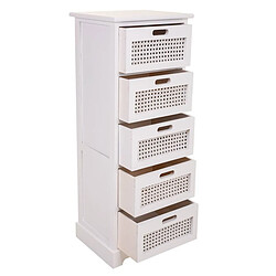 Avis Pegane Chiffonnier, meuble de rangement en bois avec 5 tiroirs coloris blanc - Longueur 35 x Profondeur 29 x Hauteur 91 cm