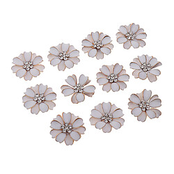 10pcs perle strass fleur bouton cristal flatback ornements décoration blanc + strass pas cher