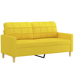 vidaXL Canapé à 2 places Jaune clair 140 cm Tissu