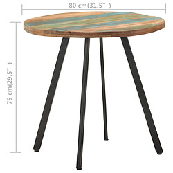 vidaXL Table de salle à manger 80 cm Bois de récupération massif pas cher