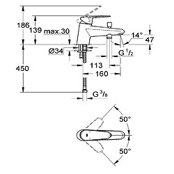 Grohe - Mitigeur Bain-douche monotrou Eurodisc Cosmopolitan