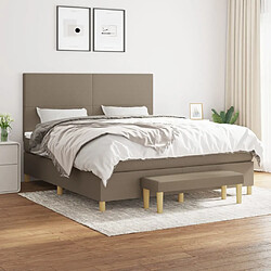 vidaXL Sommier à lattes de lit avec matelas Taupe 160x200 cm Tissu