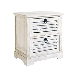 Mobili Rebecca Chevet Table de Nuit 2 Tiroirs Bois Blanc Vintage Shabby 45x40x27