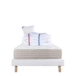 LUXURY LITERIE Ensemble matelas Dreamlux 90x190 cm + sommier blanc ep 13cm + oreiller + couette