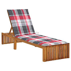 vidaXL Chaise longue avec coussin Bois d'acacia solide