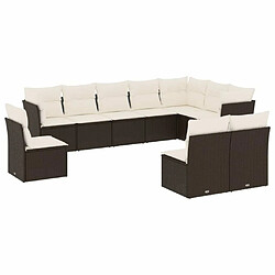 Maison Chic Salon de jardin 10 pcs avec coussins, Ensemble Tables et chaises d'extérieur noir résine tressée -GKD739536