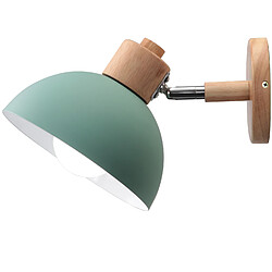 Stoex Ø20CM Applique Murale Rétro Moderne Applique Murale en Bois Et Métal Lampe Murale Simple, Angle Réglable, Pour Salon, Chambre À Coucher (Vert) E27