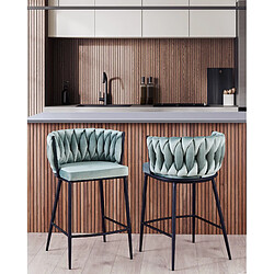 Beliani Tabouret de bar Set de 2 Velours Vert clair MILAN