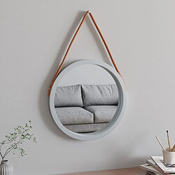 Maison Chic Miroir mural avec sangle | Miroir Décoration pour Maison Salle de Bain Argenté ? 45 cm -GKD95541